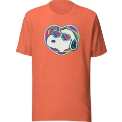 Hot Snoopy Rainbow Heart Adult T-Shirt Adult Short Sleeve T-Shirt Snoopy | T-Shirts