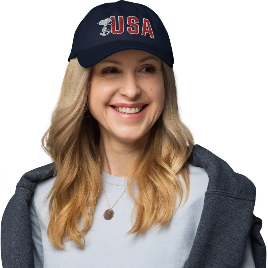 Discount Snoopy USA Embroidered Dad Hat Hats & Beanies