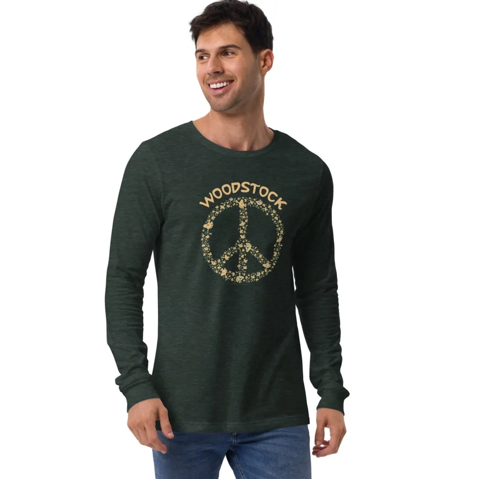 Outlet Woodstock Peace Adult Long Sleeve T-Shirt Woodstock | Long Sleeve T-Shirts