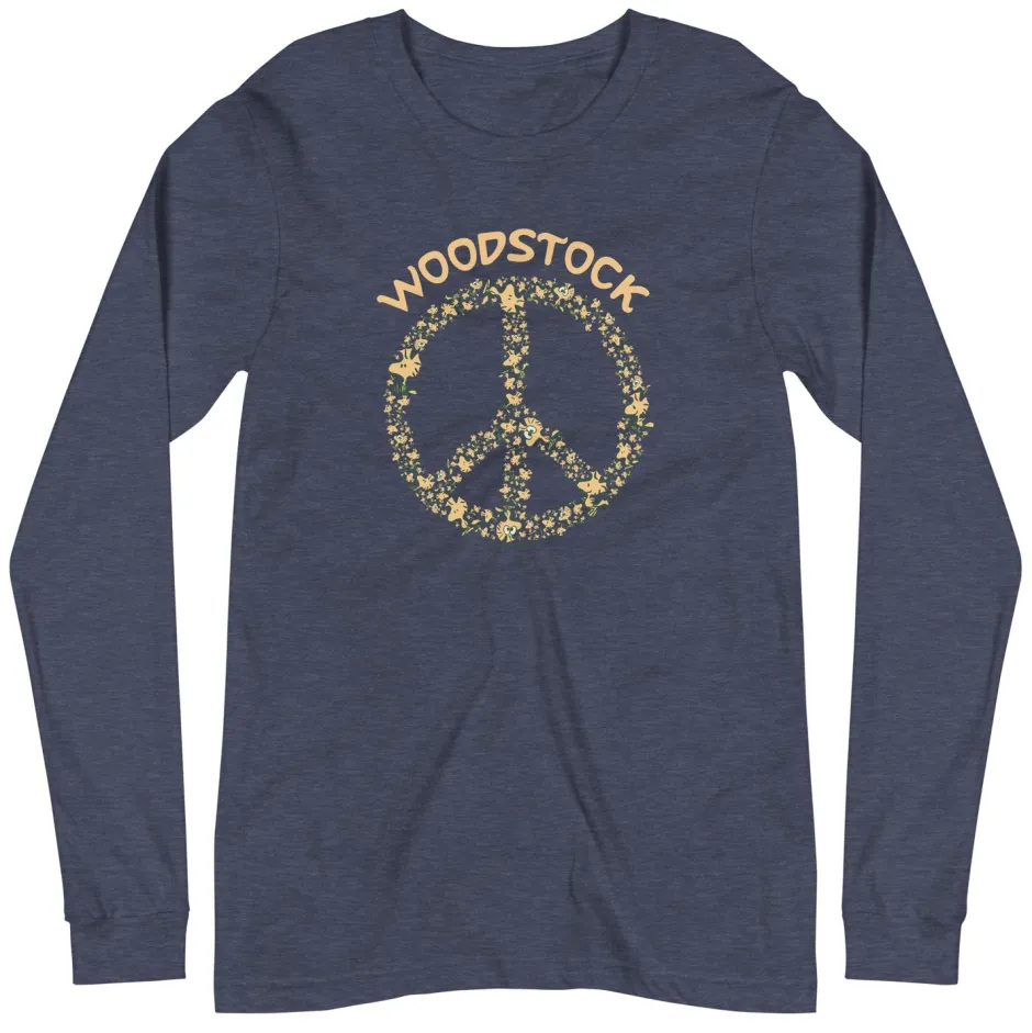 Outlet Woodstock Peace Adult Long Sleeve T-Shirt Woodstock | Long Sleeve T-Shirts