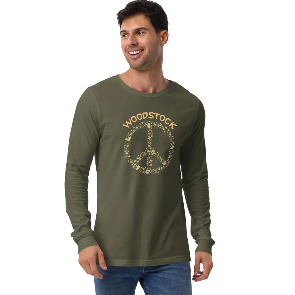 Outlet Woodstock Peace Adult Long Sleeve T-Shirt Woodstock | Long Sleeve T-Shirts