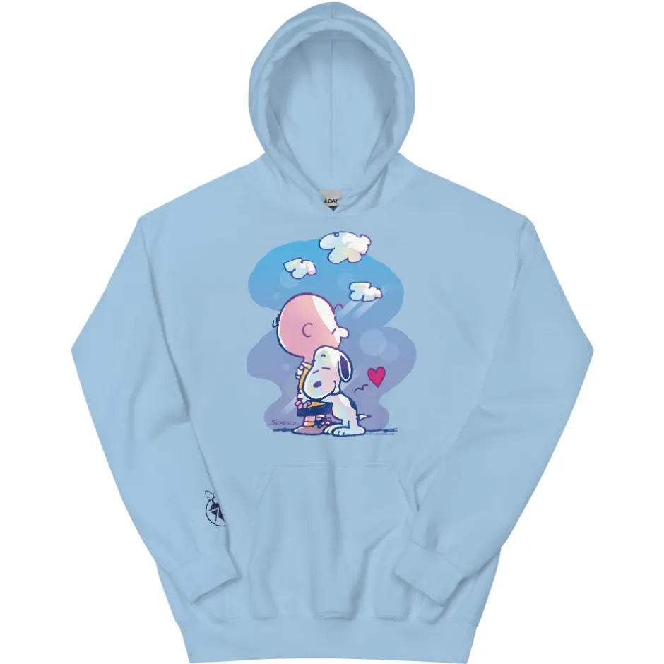 Discount 75 Years of Charlie And Snoopy Hug Adult Hoodie Snoopy | Charlie Brown