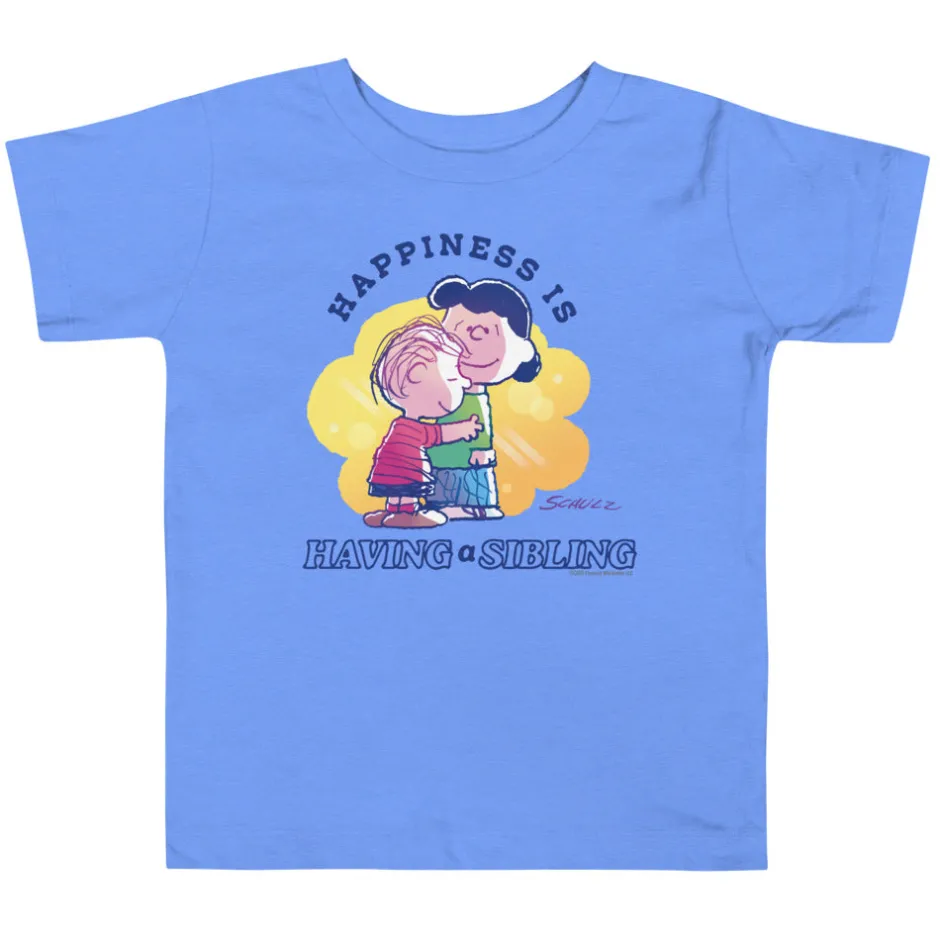 Fashion 75 Years of Happiness Is Having A Sibling Toddler T-Shirt Kids Lucy Van Pelt | Linus Van Pelt