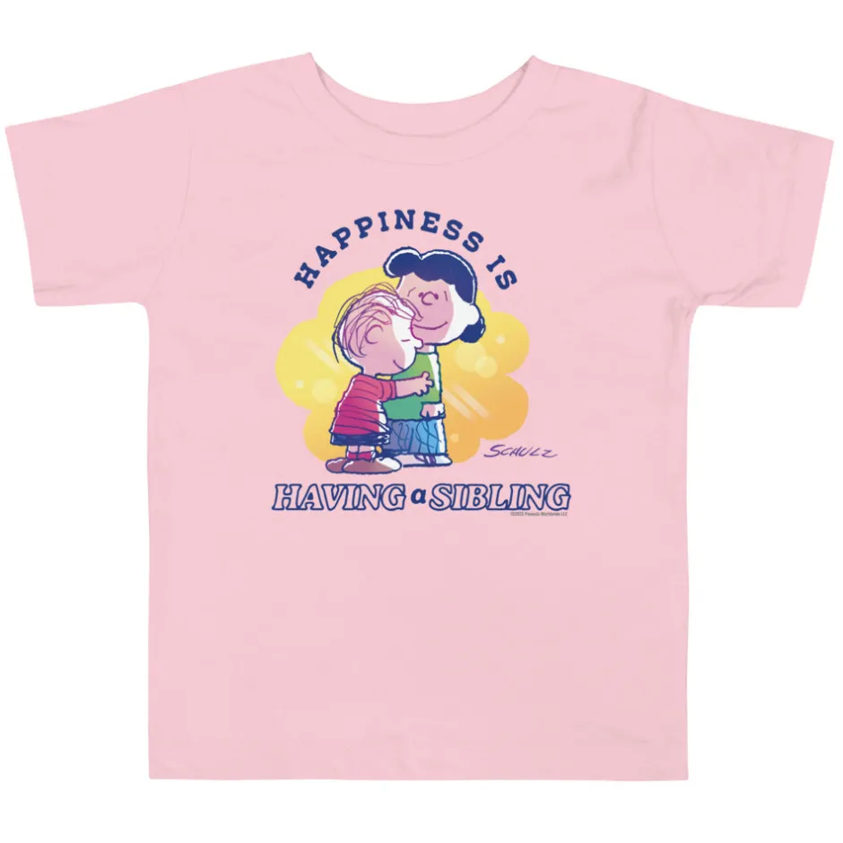 Fashion 75 Years of Happiness Is Having A Sibling Toddler T-Shirt Kids Lucy Van Pelt | Linus Van Pelt