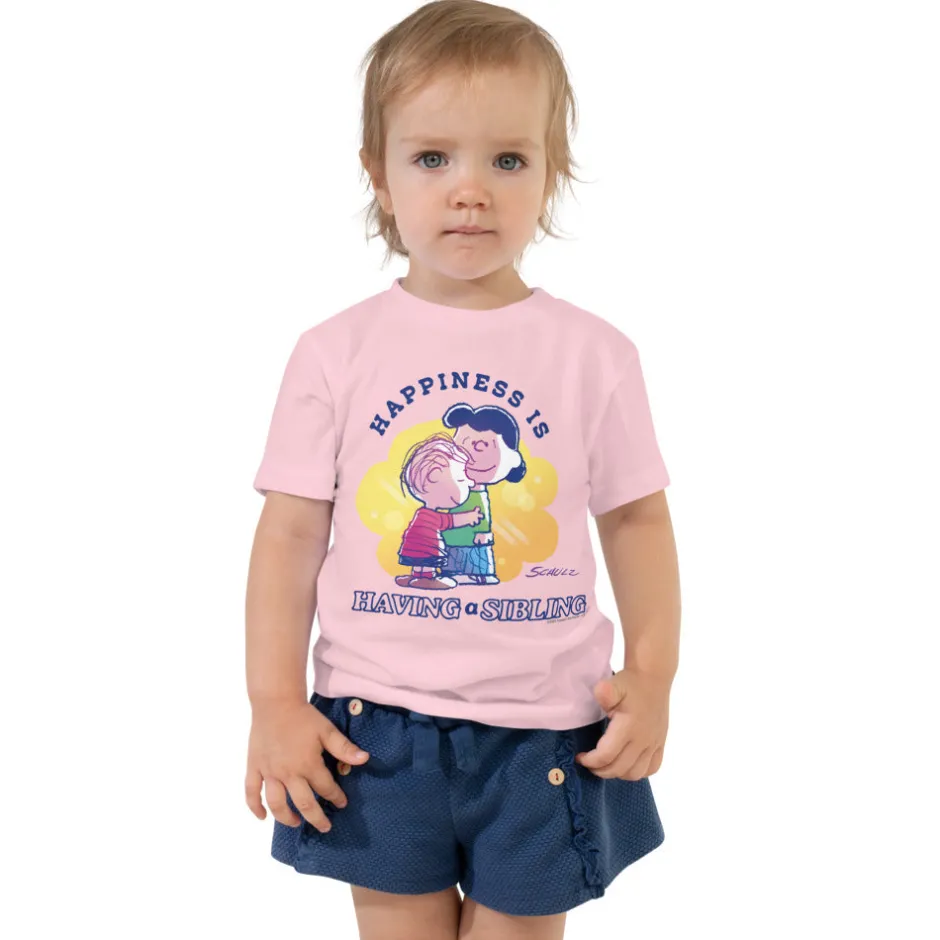 Fashion 75 Years of Happiness Is Having A Sibling Toddler T-Shirt Kids Lucy Van Pelt | Linus Van Pelt