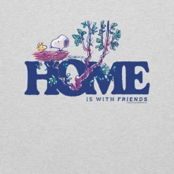 Fashion 75 Years of Home Is With Friends Adult Crewneck Sweatshirt Woodstock | Snoopy